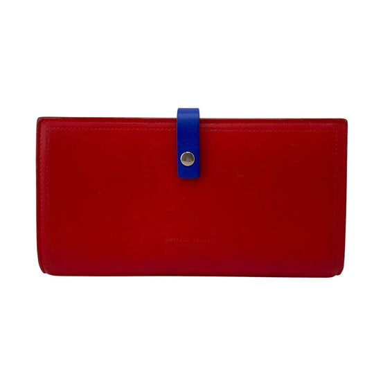 BOTTEGAVENETA Long Wallet Purse leather Red Women Used Authentic