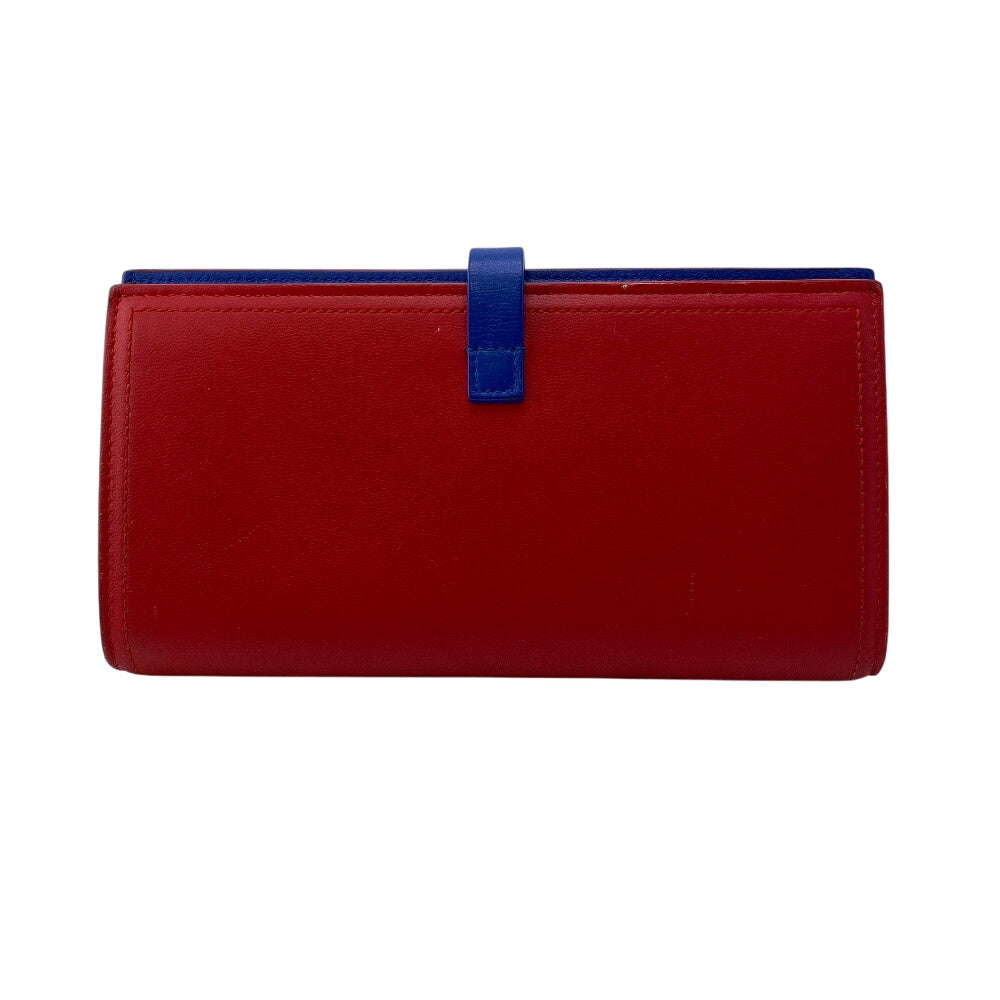 BOTTEGAVENETA Long Wallet Purse leather Red Women Used Authentic