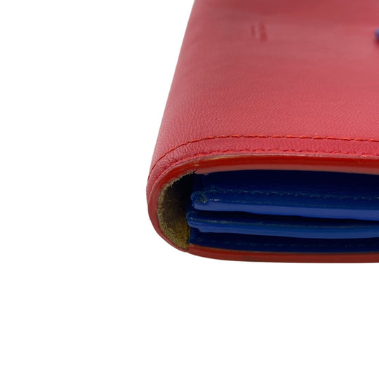 BOTTEGAVENETA Long Wallet Purse leather Red Women Used Authentic