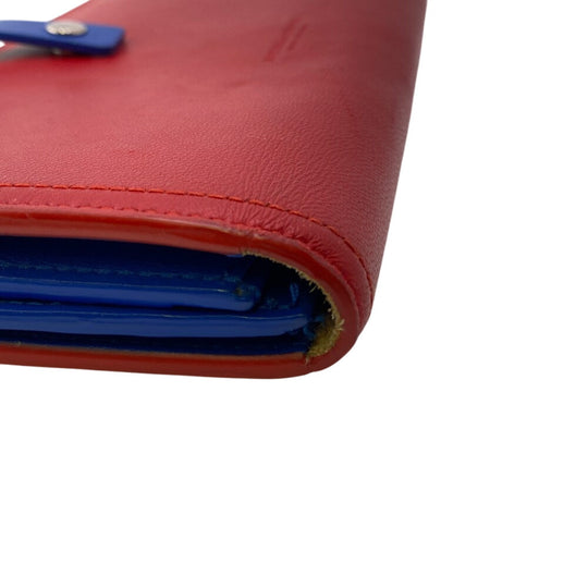 BOTTEGAVENETA Long Wallet Purse leather Red Women Used Authentic