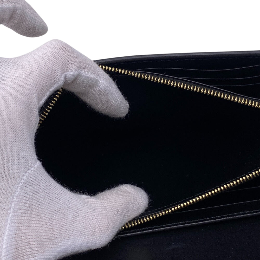 CELINE Long Wallet Purse leather black Turn lock 16 saises Women Used Authentic