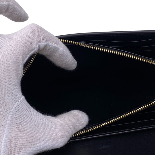 CELINE Long Wallet Purse leather black Turn lock 16 saises Women Used Authentic