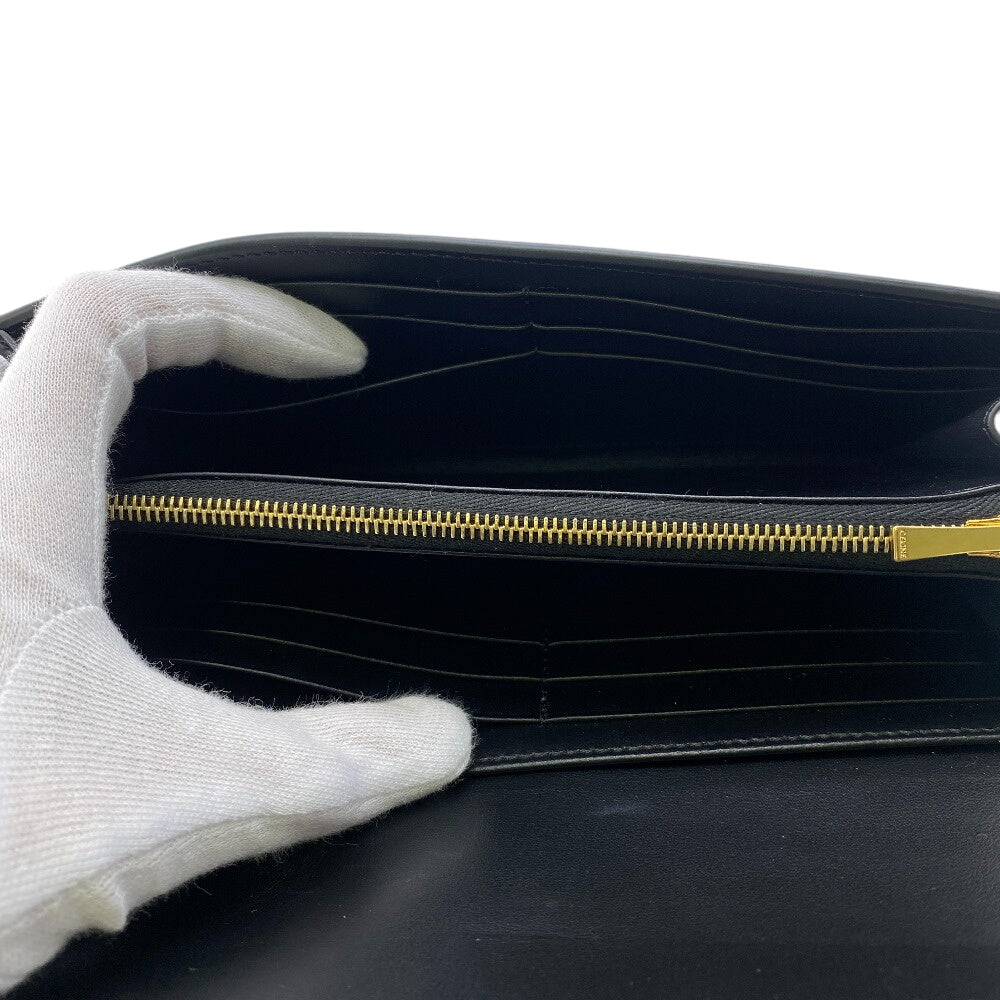 CELINE Long Wallet Purse leather black Turn lock 16 saises Women Used Authentic