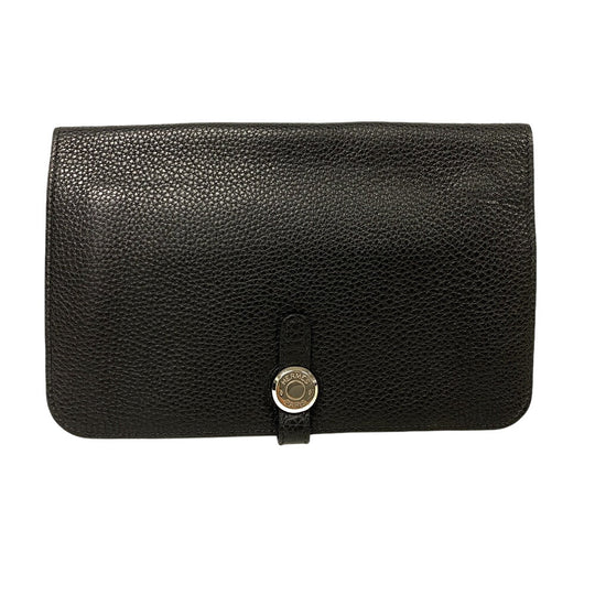 HERMES Waist bag Togo black Sling bag Crossbody Dogon SilverMetal Women(Unisex) Used Authentic