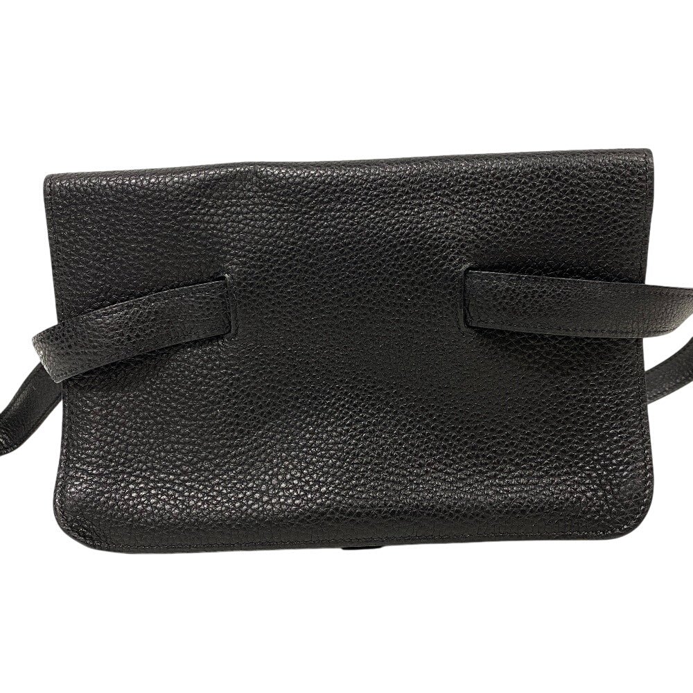 HERMES Waist bag Togo black Sling bag Crossbody Dogon SilverMetal Women(Unisex) Used Authentic