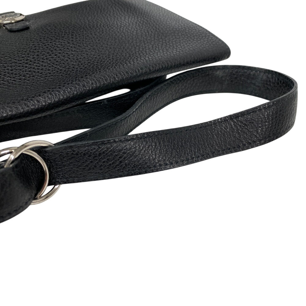 HERMES Waist bag Togo black Sling bag Crossbody Dogon SilverMetal Women(Unisex) Used Authentic