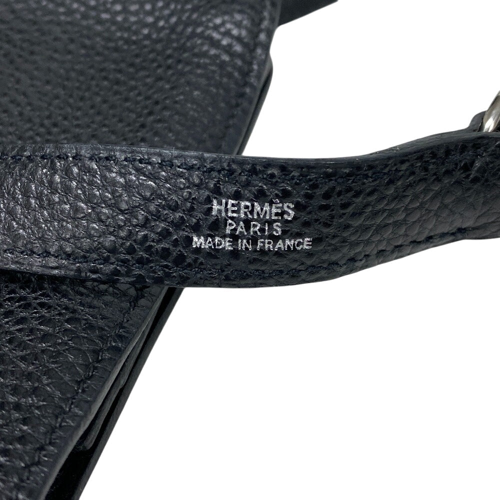 HERMES Waist bag Togo black Sling bag Crossbody Dogon SilverMetal Women(Unisex) Used Authentic