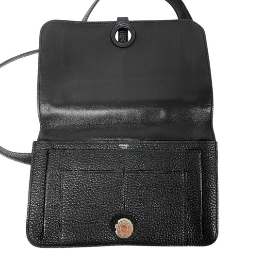HERMES Waist bag Togo black Sling bag Crossbody Dogon SilverMetal Women(Unisex) Used Authentic