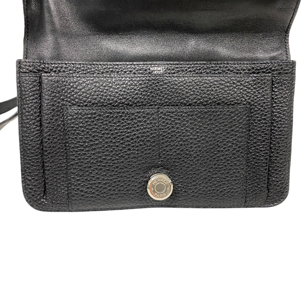HERMES Waist bag Togo black Sling bag Crossbody Dogon SilverMetal Women(Unisex) Used Authentic
