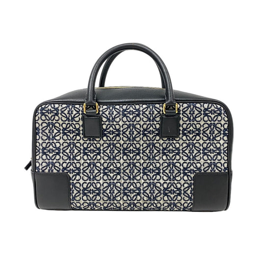 LOEWE Handbag Canvas, Leather Navy Repeat anagram Americana 28 Women Used Authentic