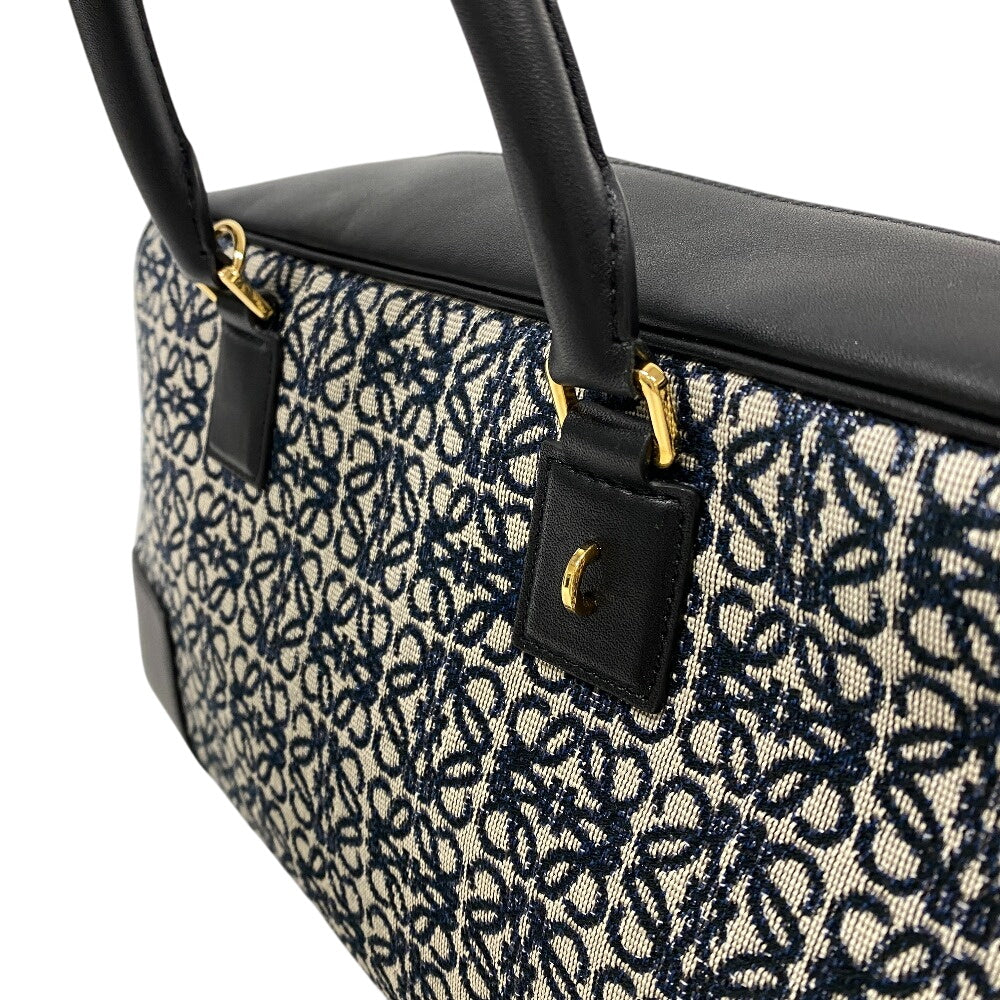 LOEWE Handbag Canvas, Leather Navy Repeat anagram Americana 28 Women Used Authentic