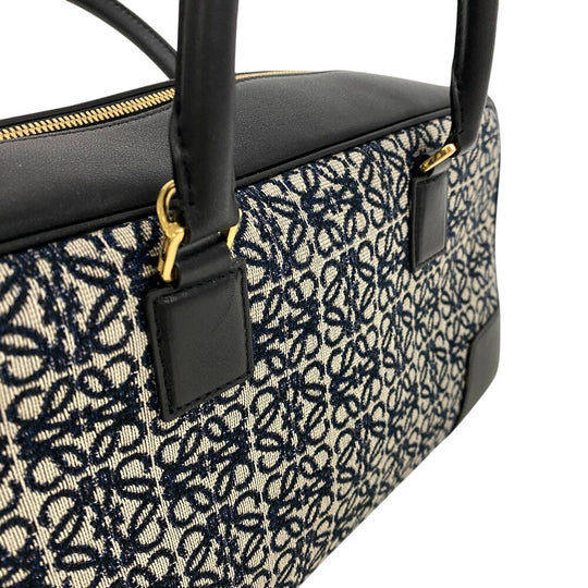 LOEWE Handbag Canvas, Leather Navy Repeat anagram Americana 28 Women Used Authentic
