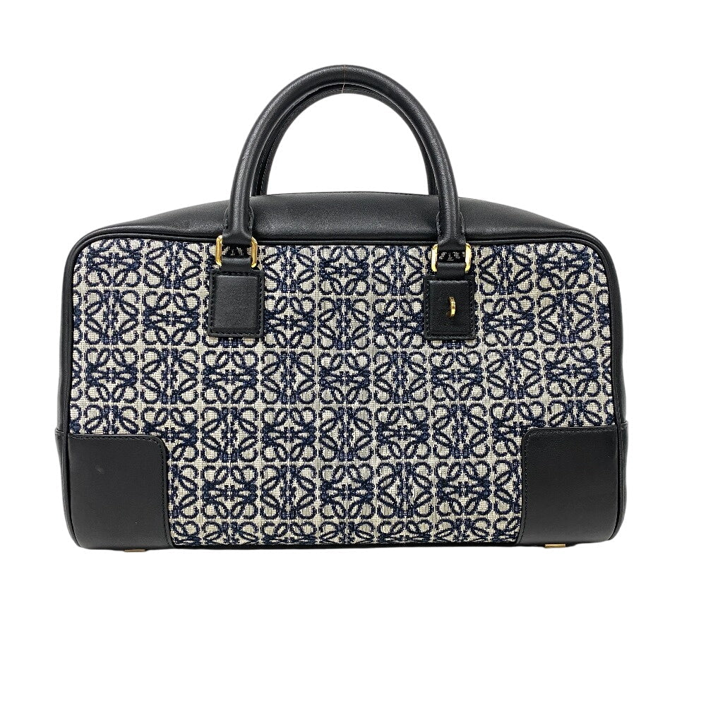 LOEWE Handbag Canvas, Leather Navy Repeat anagram Americana 28 Women Used Authentic