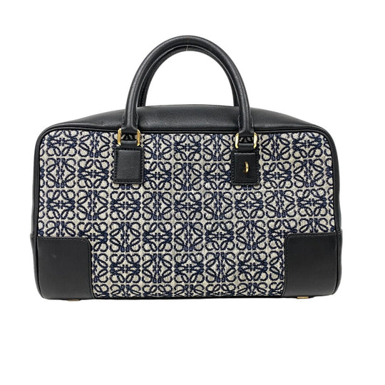 LOEWE Handbag Canvas, Leather Navy Repeat anagram Americana 28 Women Used Authentic