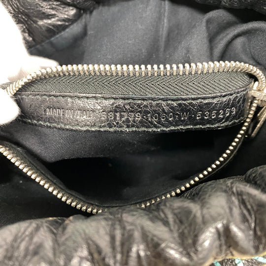 BALENCIAGA Backpack 581779 leather black Drawstring Graffiti mens Used Authentic