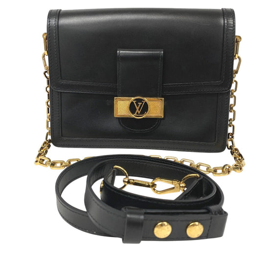 LOUIS VUITTON Shoulder Bag M55821 leather black LV Lock Dauphine MM Women Used Authentic