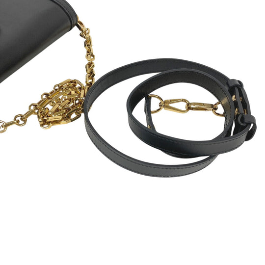 LOUIS VUITTON Shoulder Bag M55821 leather black LV Lock Dauphine MM Women Used Authentic