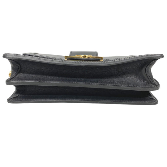 LOUIS VUITTON Shoulder Bag M55821 leather black LV Lock Dauphine MM Women Used Authentic