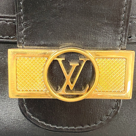 LOUIS VUITTON Shoulder Bag M55821 leather black LV Lock Dauphine MM Women Used Authentic