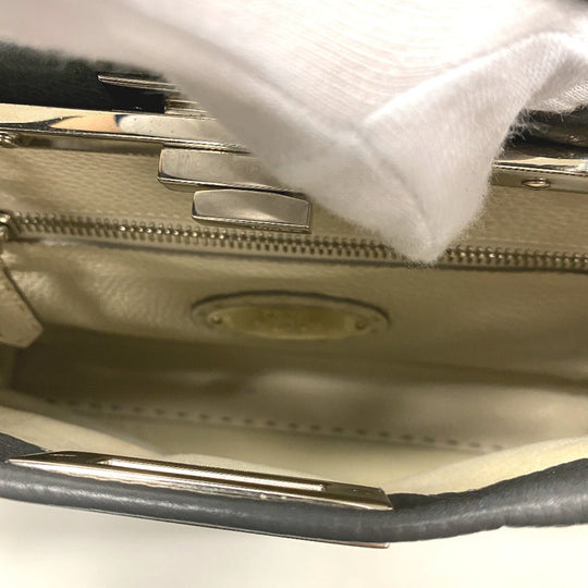 FENDI Handbag 8BN226 leather gray 2WAY Shoulder Bag Peek-a-boo regular Women Used Authentic