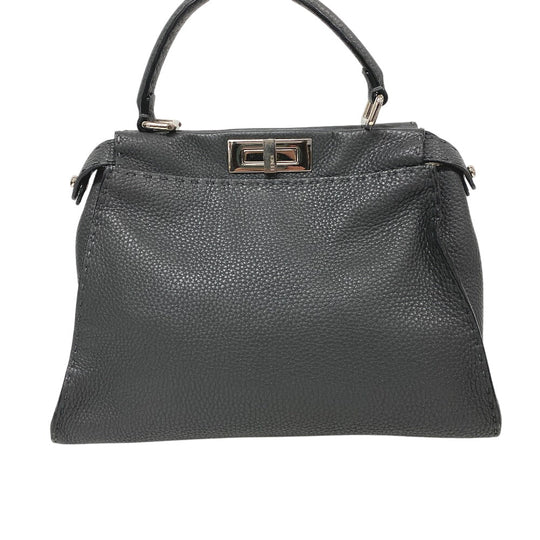 FENDI Handbag 8BN226 leather gray 2WAY Shoulder Bag Peek-a-boo regular Women Used Authentic