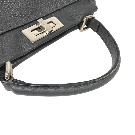 FENDI Handbag 8BN226 leather gray 2WAY Shoulder Bag Peek-a-boo regular Women Used Authentic