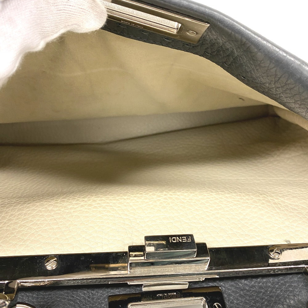 FENDI Handbag 8BN226 leather gray 2WAY Shoulder Bag Peek-a-boo regular Women Used Authentic