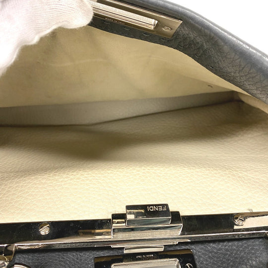FENDI Handbag 8BN226 leather gray 2WAY Shoulder Bag Peek-a-boo regular Women Used Authentic