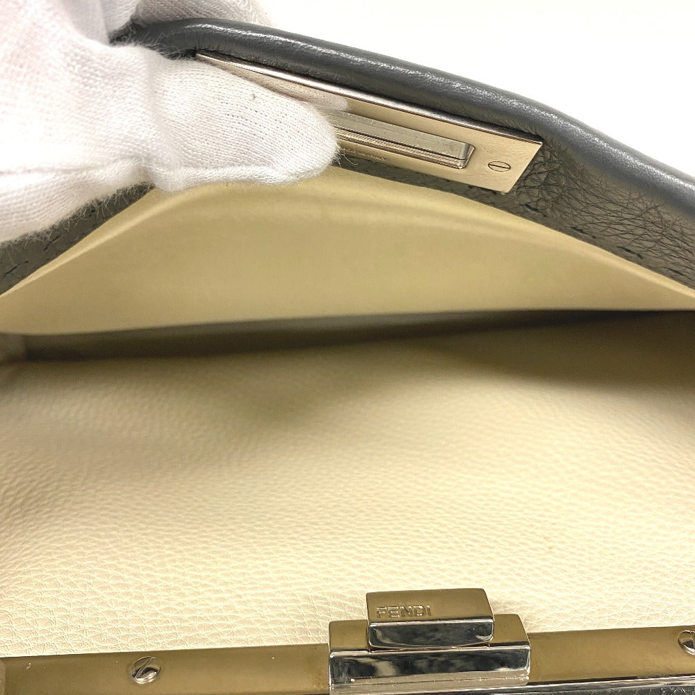 FENDI Handbag leather gray 2WAY Shoulder Bag Celeria Peek-a-boo regular Women Used Authentic