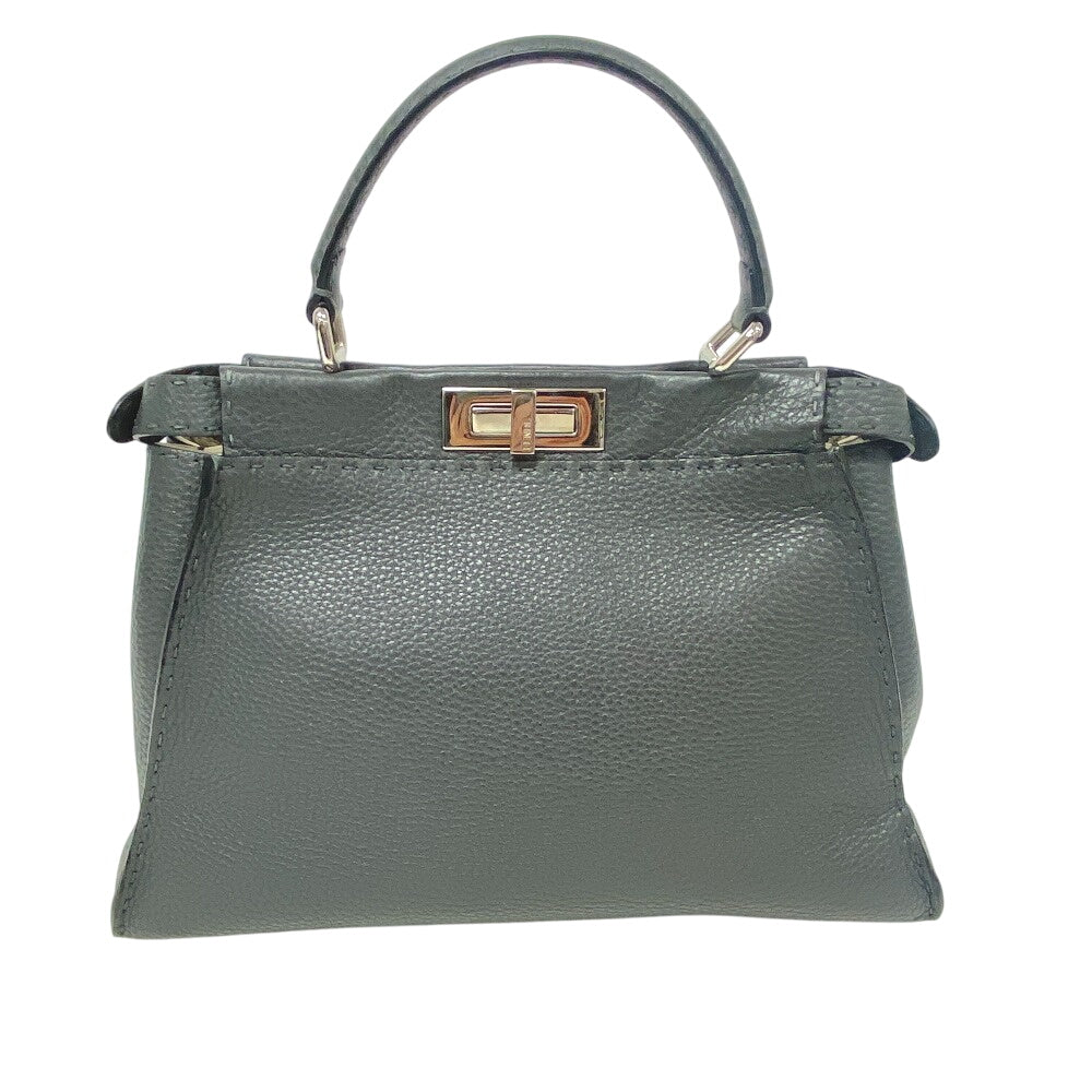 FENDI Handbag leather gray 2WAY Shoulder Bag Celeria Peek-a-boo regular Women Used Authentic