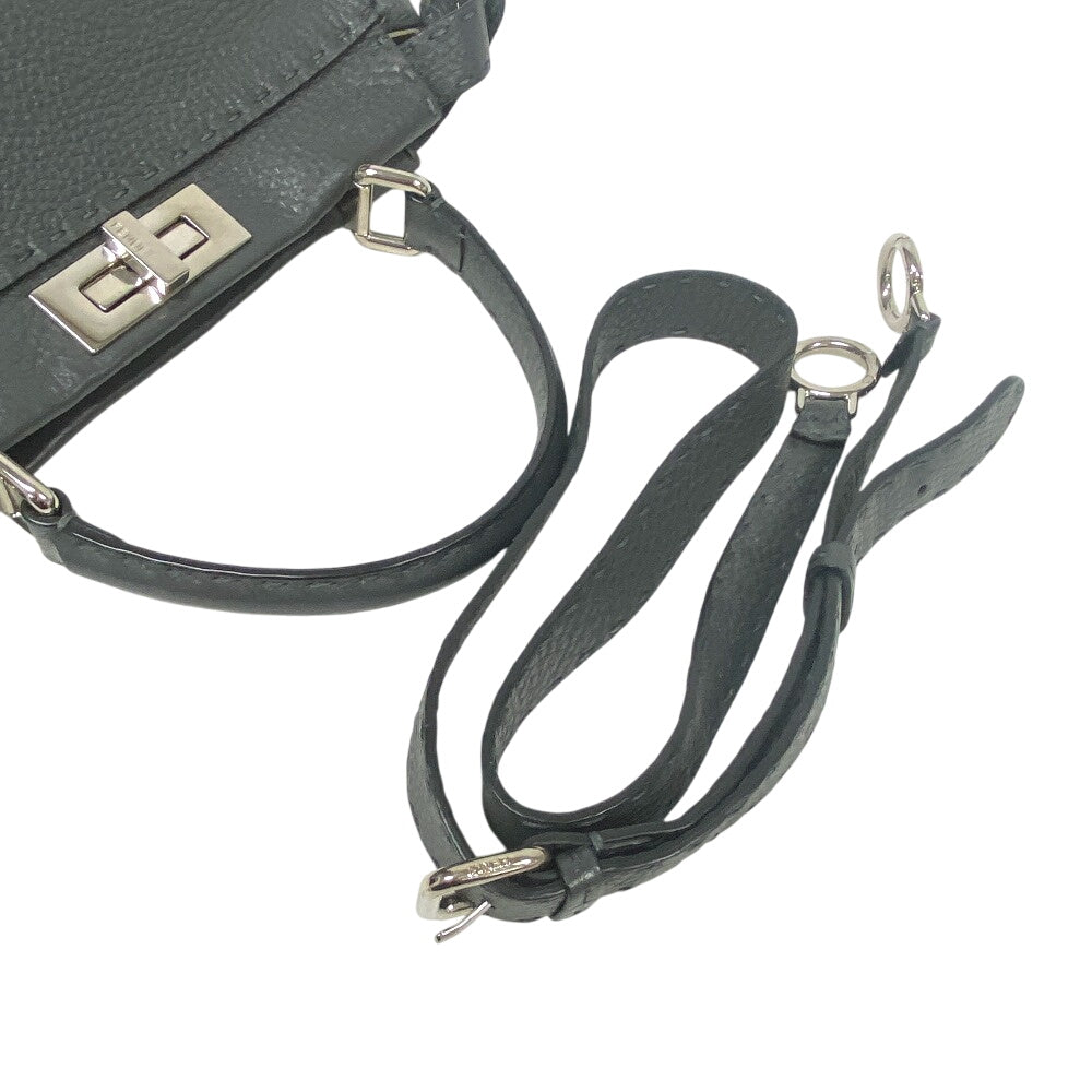 FENDI Handbag leather gray 2WAY Shoulder Bag Celeria Peek-a-boo regular Women Used Authentic
