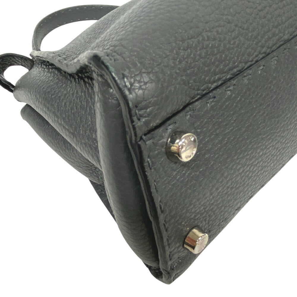 FENDI Handbag leather gray 2WAY Shoulder Bag Celeria Peek-a-boo regular Women Used Authentic