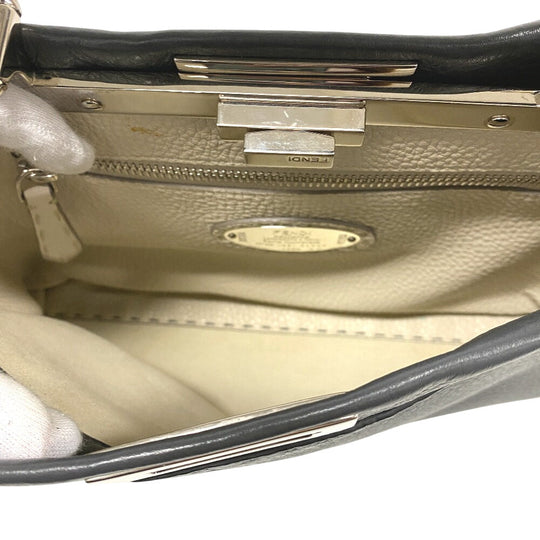 FENDI Handbag leather gray 2WAY Shoulder Bag Celeria Peek-a-boo regular Women Used Authentic