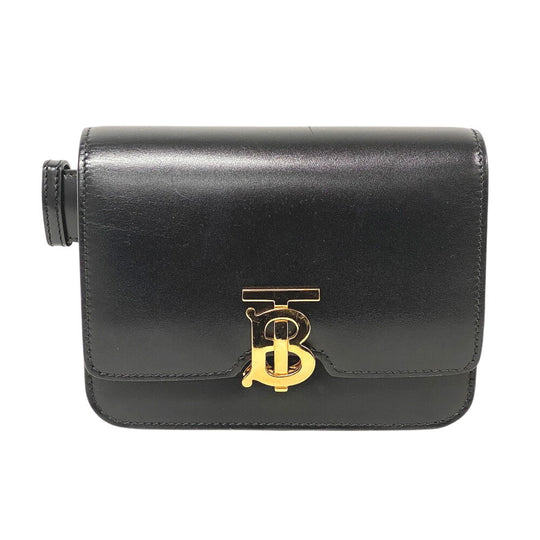 THOMAS BURBERRY Sling bag leather black TB logo Women Used Authentic
