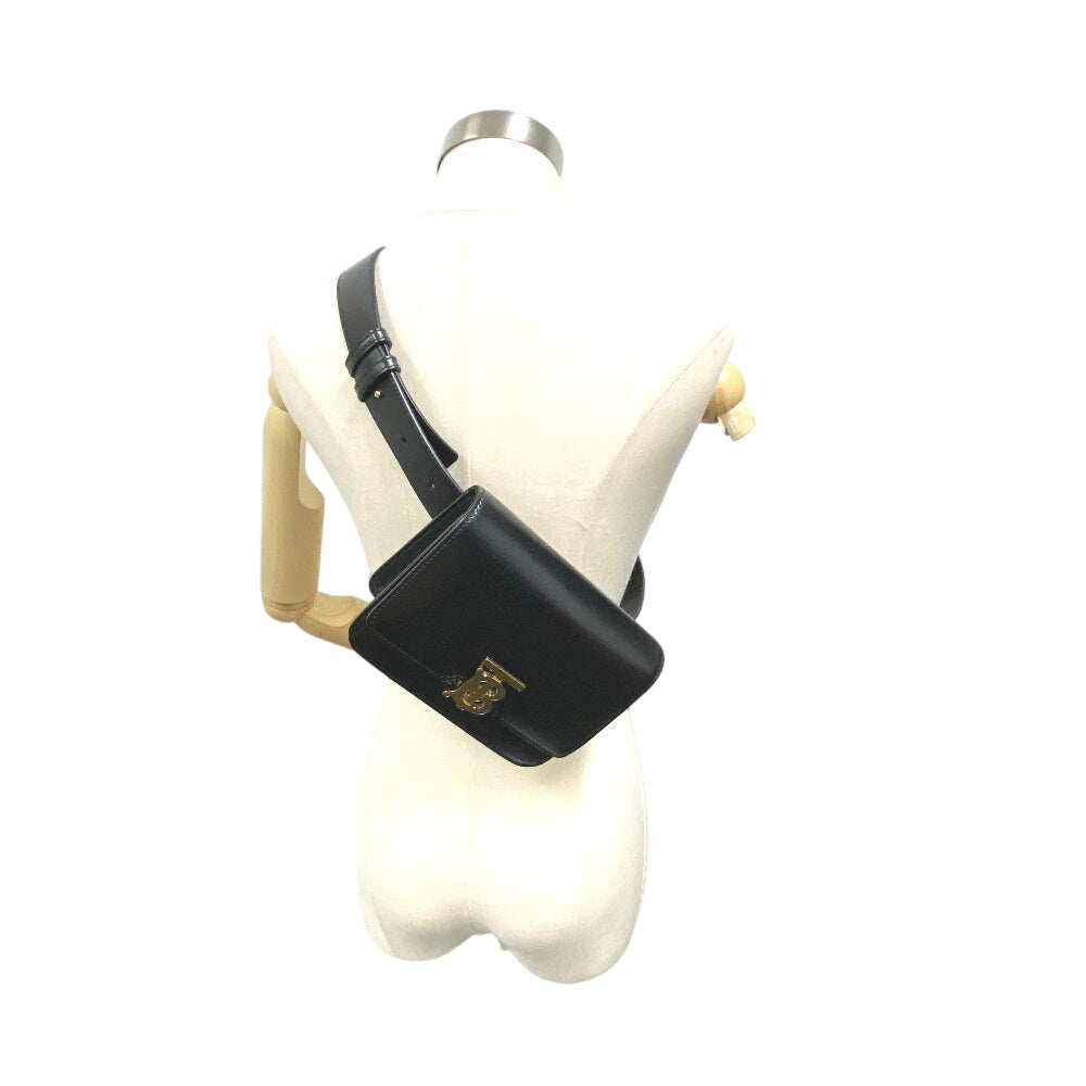 THOMAS BURBERRY Sling bag leather black TB logo Women Used Authentic