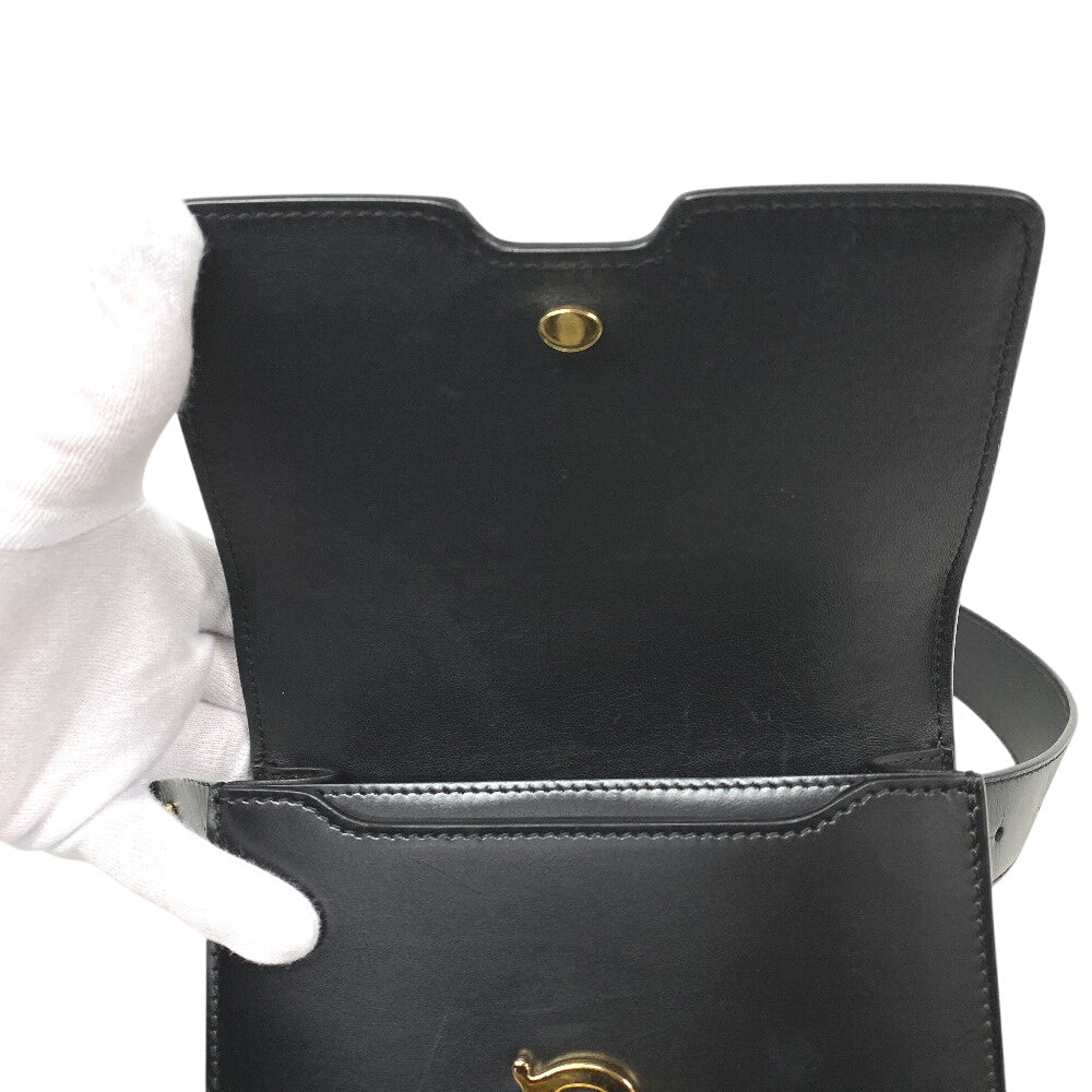 THOMAS BURBERRY Sling bag leather black TB logo Women Used Authentic
