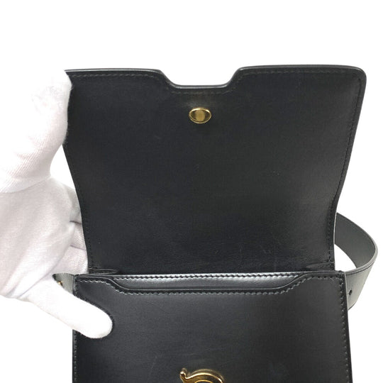 THOMAS BURBERRY Sling bag leather black TB logo Women Used Authentic