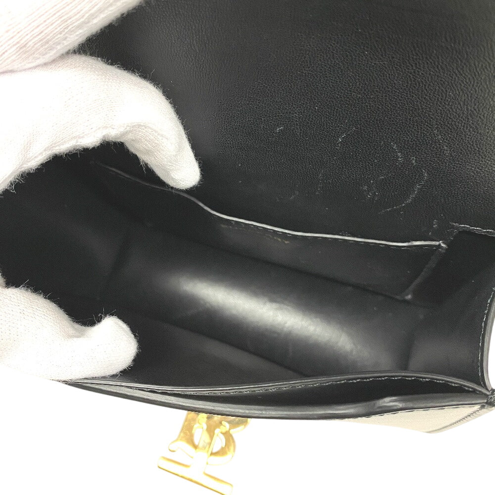 THOMAS BURBERRY Sling bag leather black TB logo Women Used Authentic