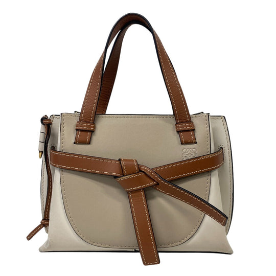 LOEWE Handbag leather beige mini Gate top handle anagram Women Used Authentic
