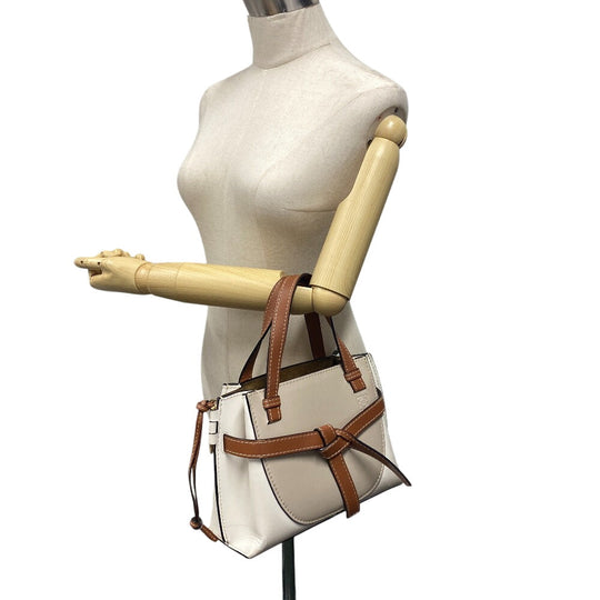 LOEWE Handbag leather beige mini Gate top handle anagram Women Used Authentic