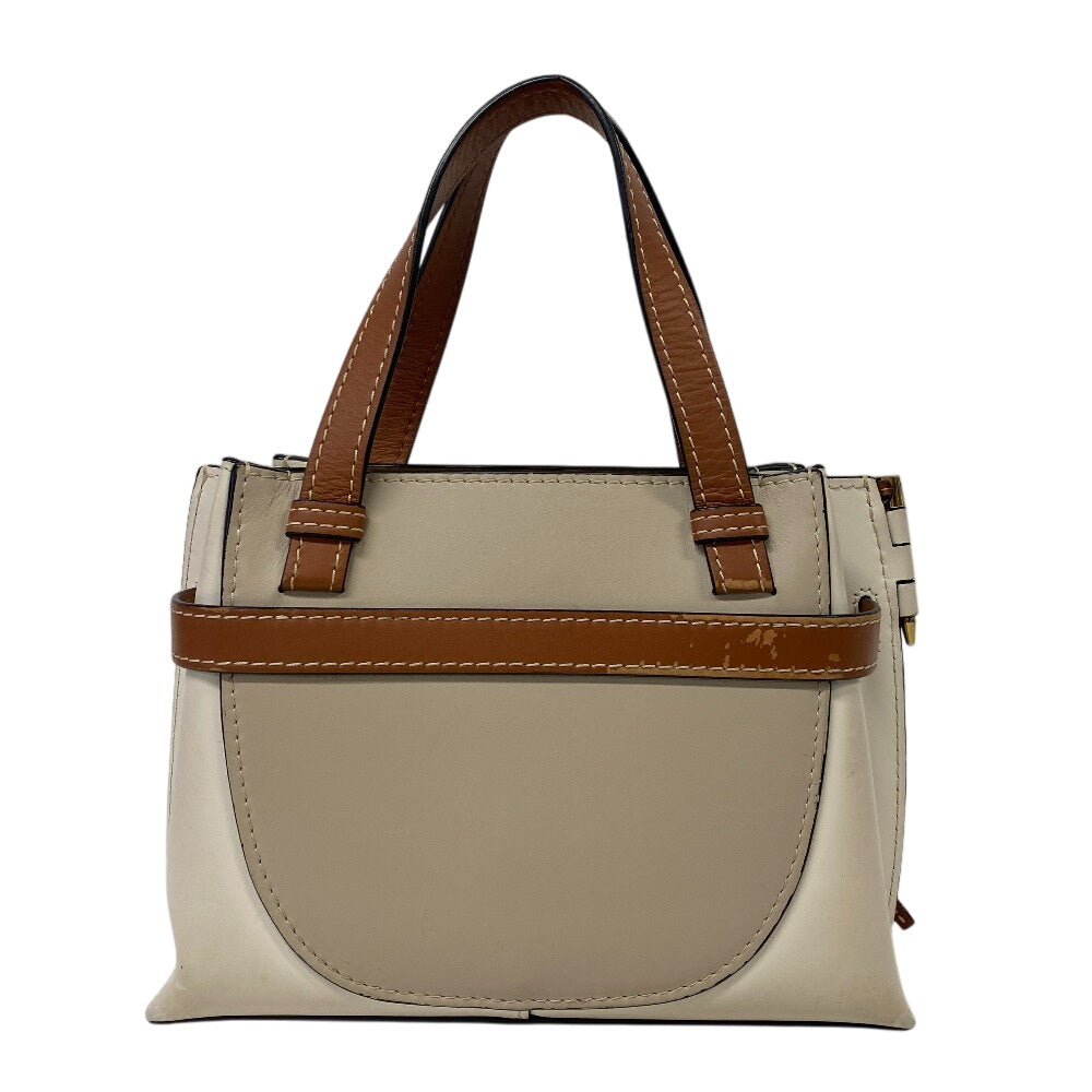 LOEWE Handbag leather beige mini Gate top handle anagram Women Used Authentic