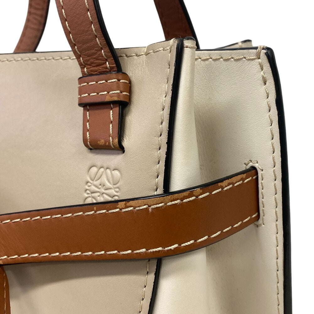 LOEWE Handbag leather beige mini Gate top handle anagram Women Used Authentic