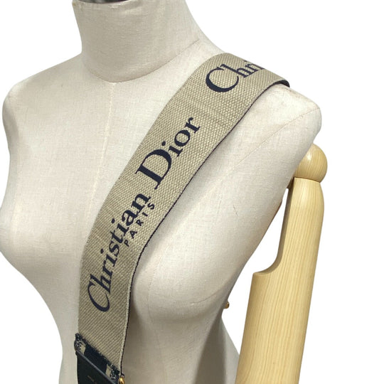 Christian Dior Shoulder strap canvas Navy Oblique logo Embroidery Women Used Authentic