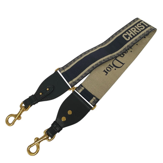 Christian Dior Shoulder strap canvas Navy Oblique logo Embroidery Women Used Authentic
