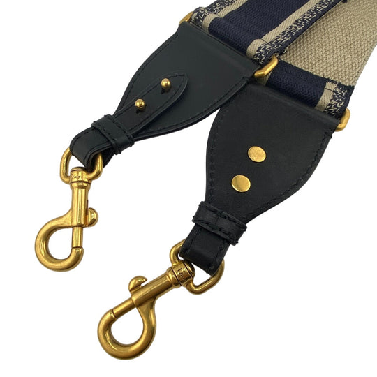 Christian Dior Shoulder strap canvas Navy Oblique logo Embroidery Women Used Authentic