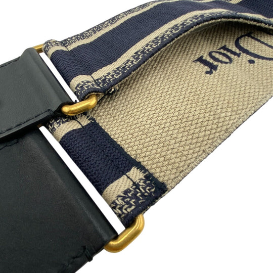 Christian Dior Shoulder strap canvas Navy Oblique logo Embroidery Women Used Authentic