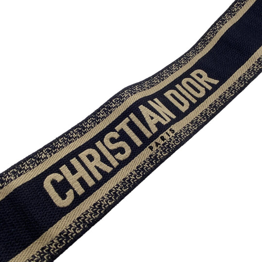 Christian Dior Shoulder strap canvas Navy Oblique logo Embroidery Women Used Authentic