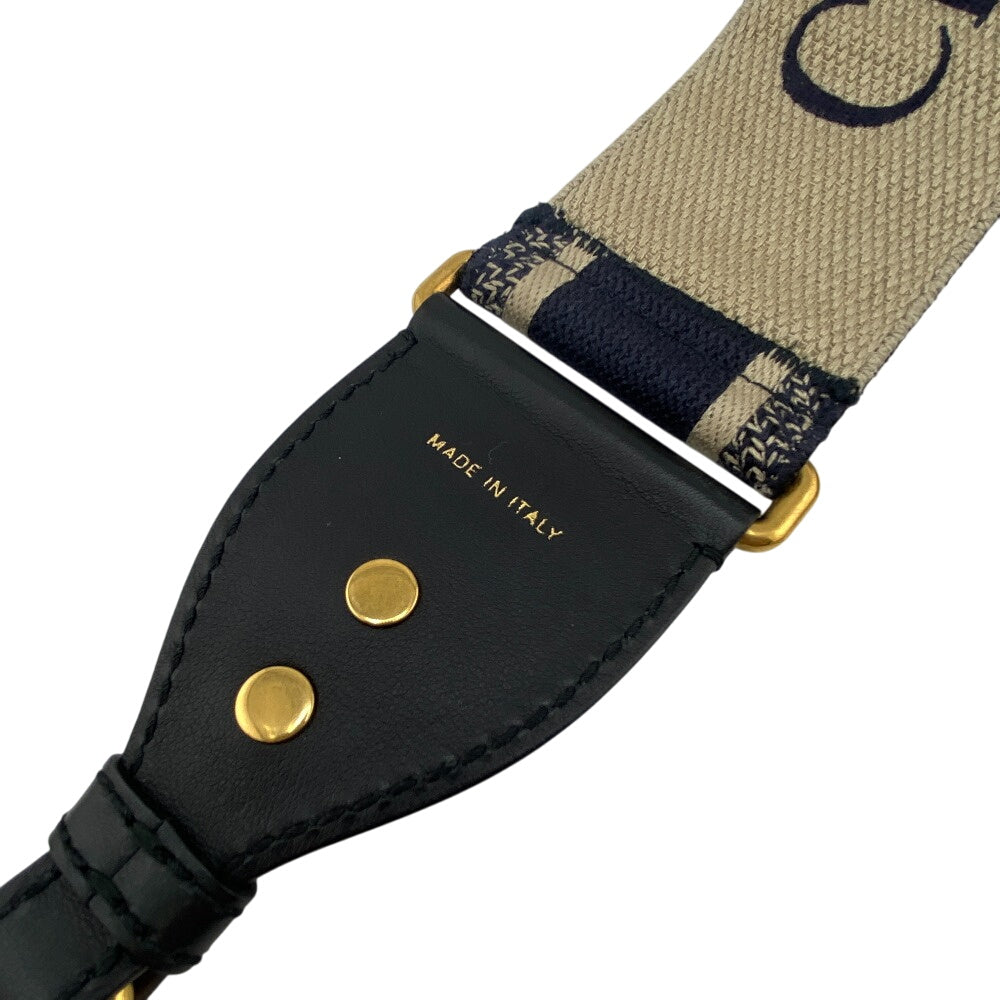 Christian Dior Shoulder strap canvas Navy Oblique logo Embroidery Women Used Authentic