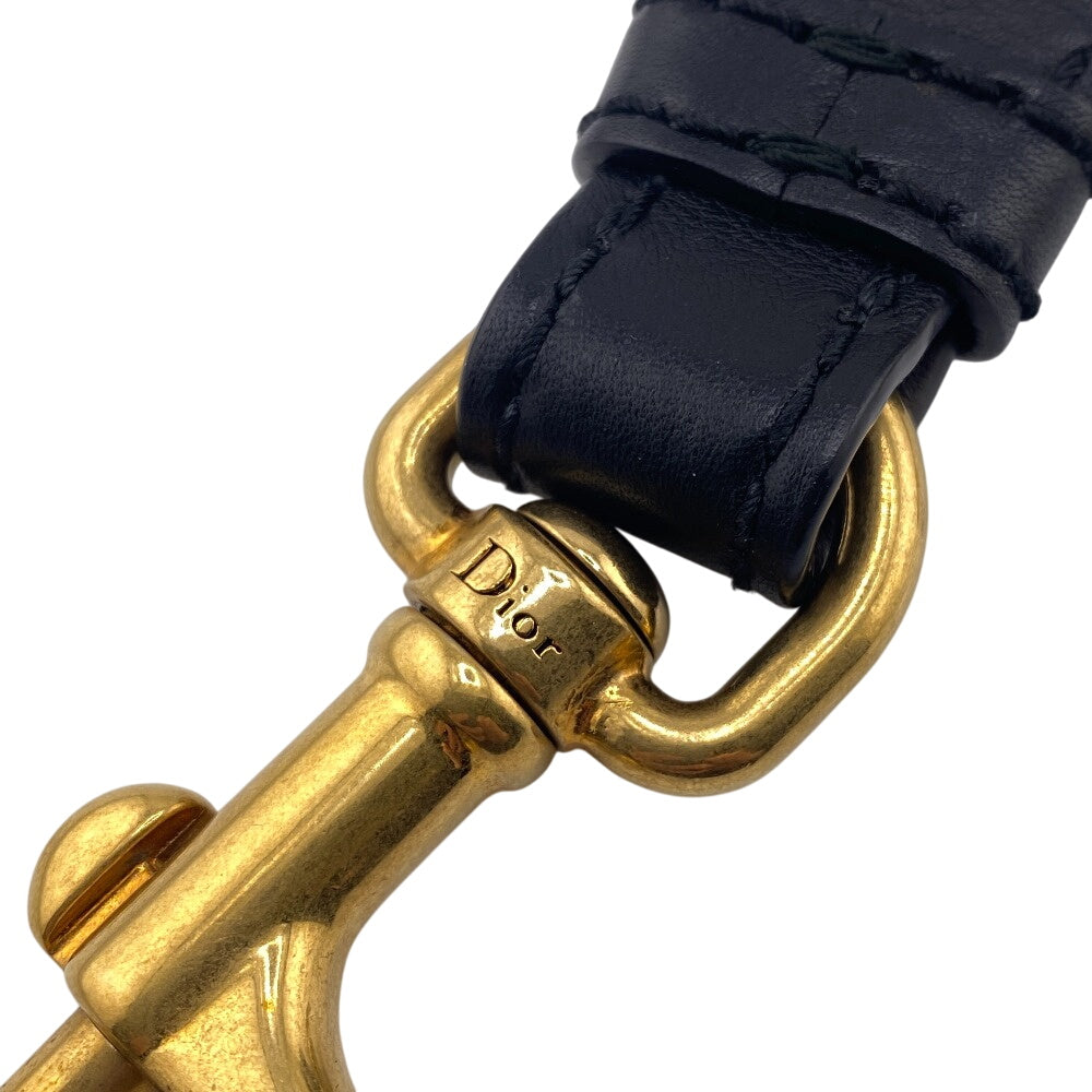 Christian Dior Shoulder strap canvas Navy Oblique logo Embroidery Women Used Authentic