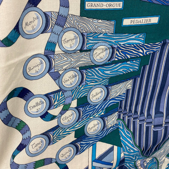 HERMES Stall Cashmere, Silk blue Caregean Fermata Women Used Authentic